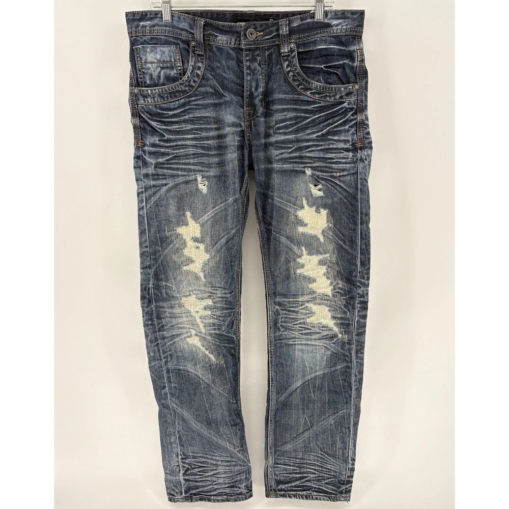 Fishbone Season 1 Distressed Whisker Jeans Straight Grunge Archive Y2K Men 34x34